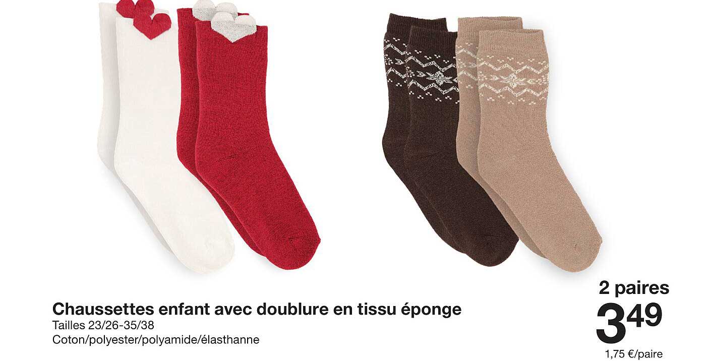Chaussettes enfant avec doublure en tissu éponge