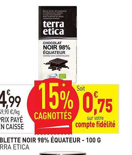 CHOCOLAT NOIR 98% ÉQUATEUR