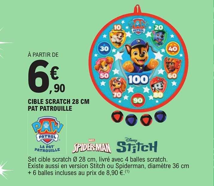 CIBLE SCRATCH 28 CM PAT PATROUILLE