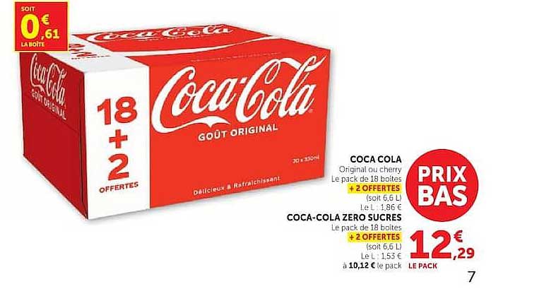 COCA COLA Original ou Cherry - le pack de 18 boîtes + 2 OFFERTES