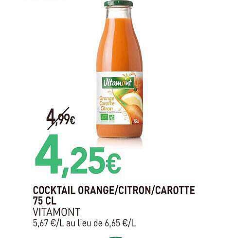 COCKTAIL ORANGE/CITRON/CAROTTE 75 CL VITAMONT