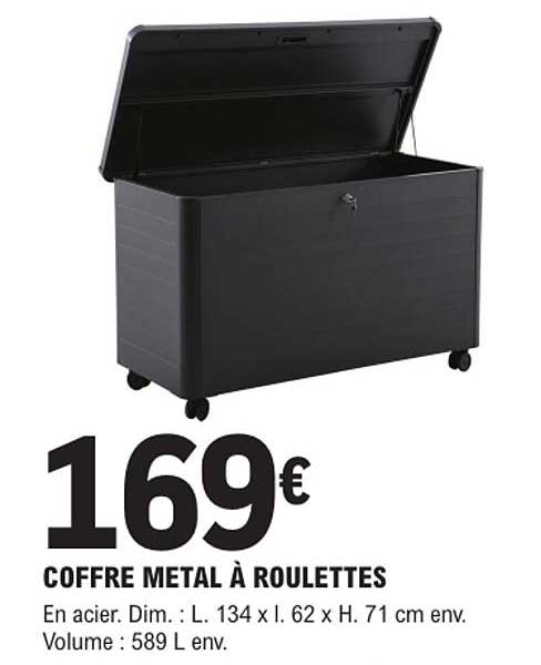 COFFRE METAL À ROULETTES