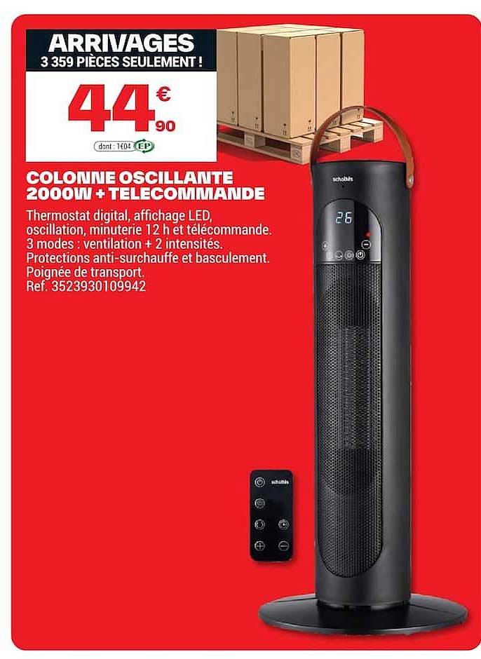 COLONNE OSCILLANTE 2000W TELECOMMANDE