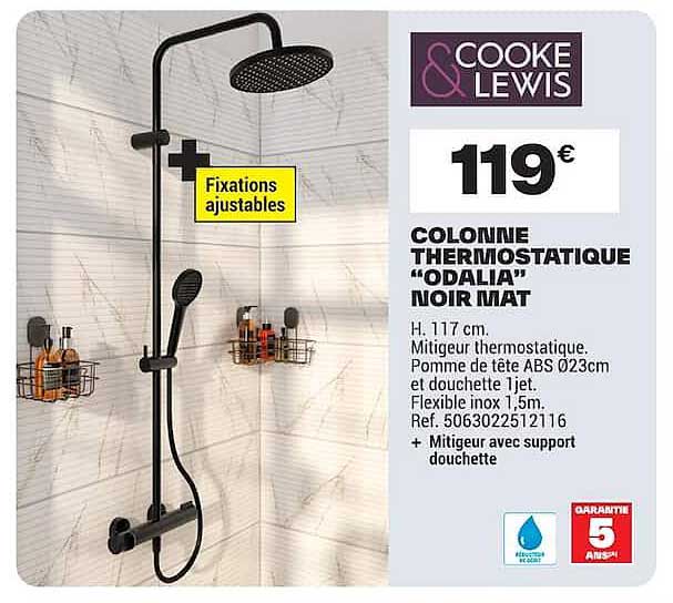 COLONNE THERMOSTATIQUE “ODALIA” NOIR MAT
