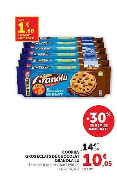 COOKIES GROS ECLATS DE CHOCOLAT GRANOLA LU