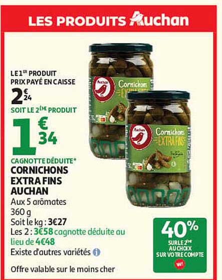 Cornichons extra fins Auchan