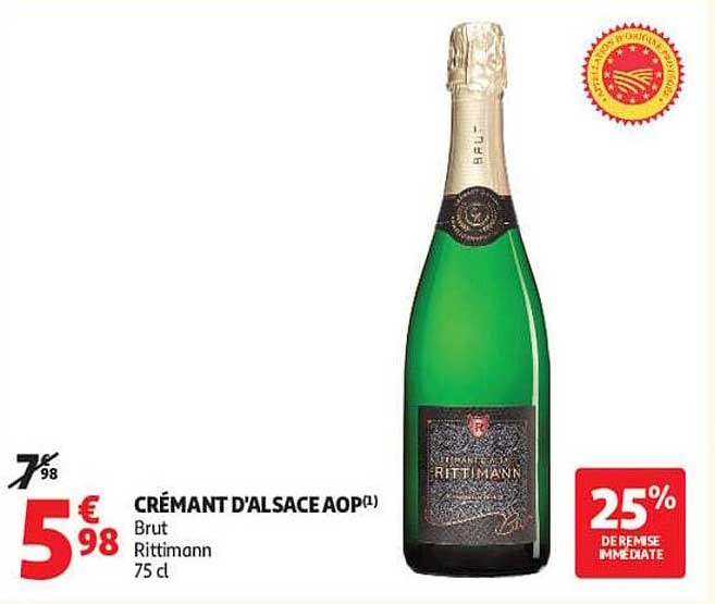 CRÉMANT D'ALSACE AOP(1) Brut Rittmann 75 cl