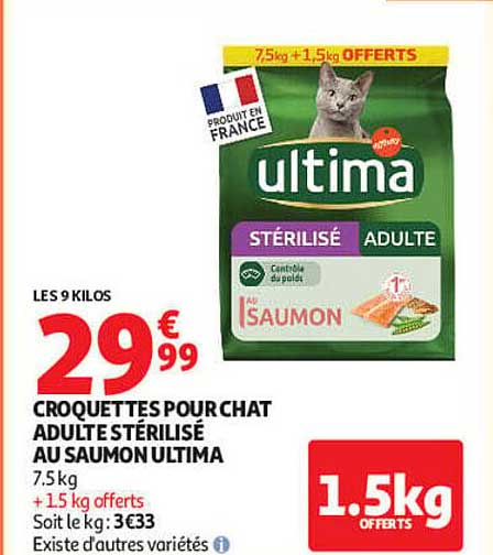 CROQUETTES POUR CHAT ADULTE STÉRILISÉ AU SAUMON ULTIMA