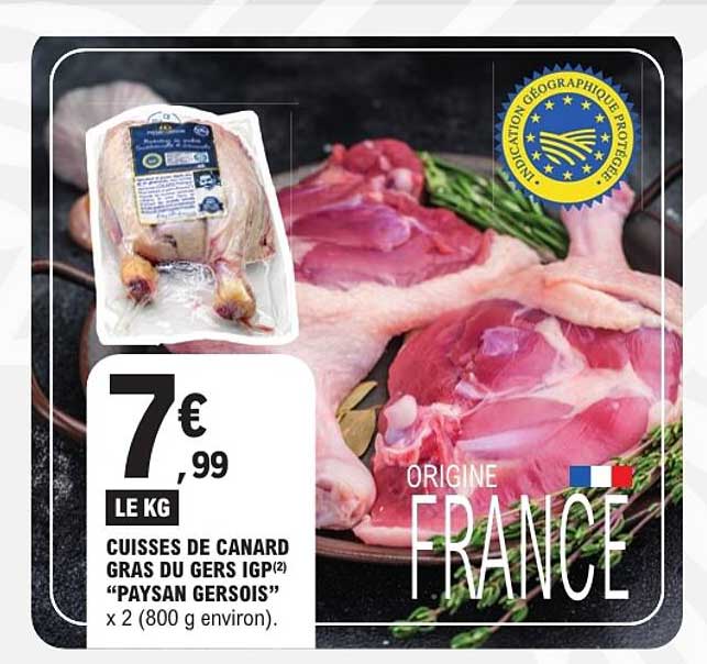 CUISSES DE CANARD GRAS DU GERS IGP “PAYSAN GERSOIS” x 2 (800 g environ)