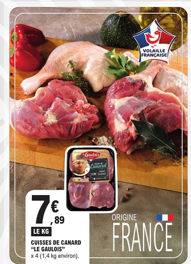 CUISSES DE CANARD “LE GAULOIS” x 4 (1,4 kg environ).