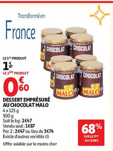 DESSERT EMPRESSURÉ AU CHOCOLAT MALO