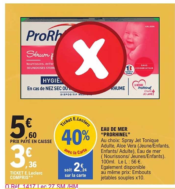 EAU DE MER “PRORHINEL”