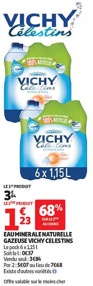 Eau minérale naturelle gazeuse Vichy Célestins