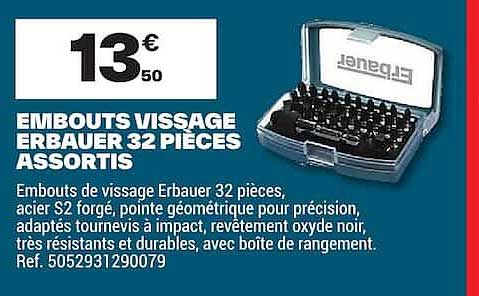 EMBOUTS VISSAGE ERBAUER 32 PIECES ASSORTIS