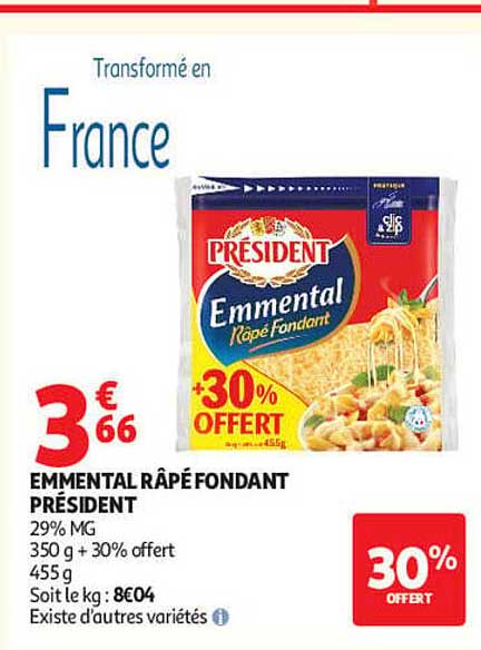 EMMENTAL RÂPÉ FONDANT PRÉSIDENT
