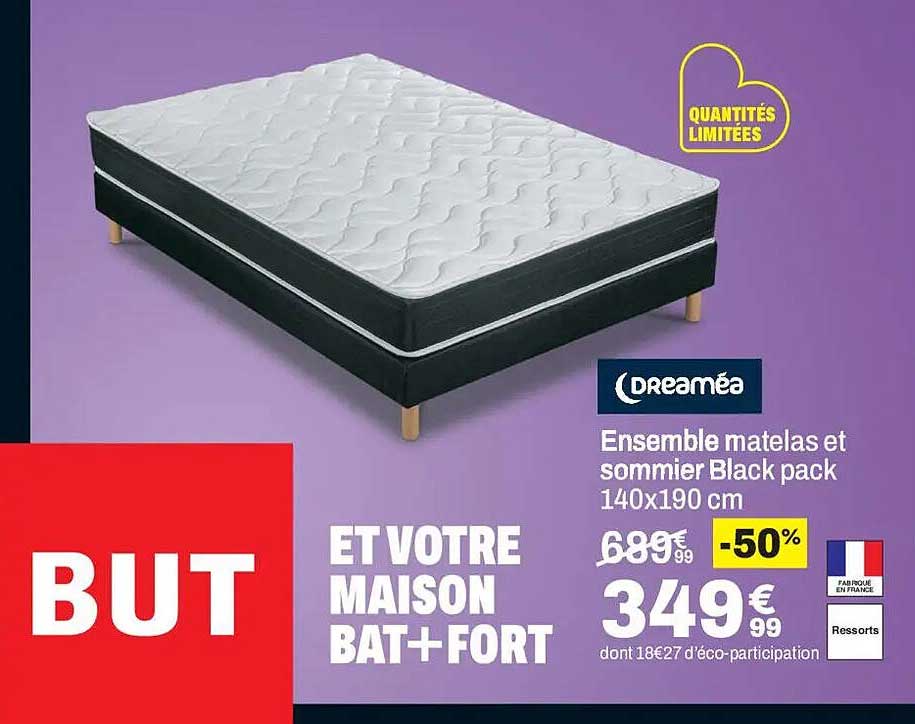 Ensemble matelas et sommier Black pack 140x190 cm