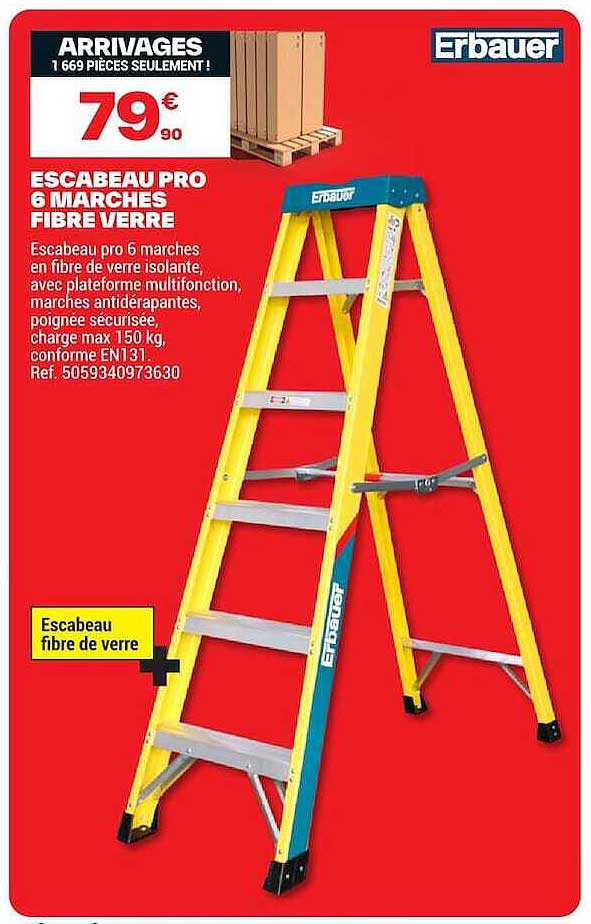 ESCABEAU PRO 6 MARCHES FIBRE VERRE