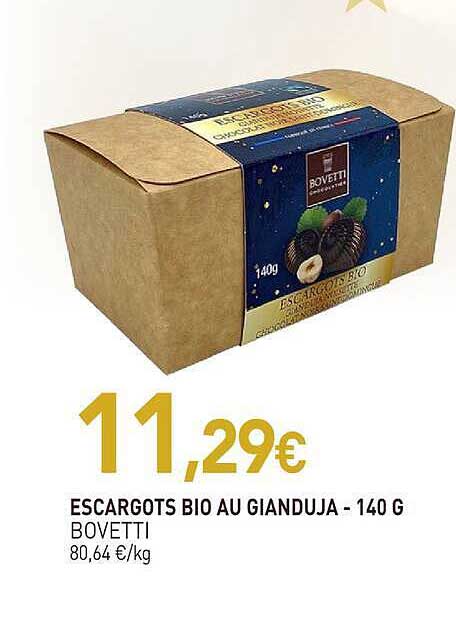 ESCARGOTS BIO AU GIANDUJA - 140 G BOVETTI