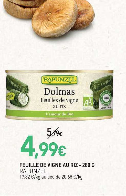 FEUILLE DE VIGNE AU RIZ - 280 G RAPUNZEL