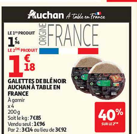 GALETTES DE BLÉ NOIR AUCHAN À TABLE EN FRANCE