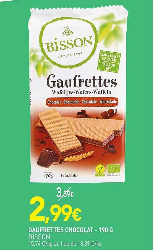 GAUFRETTES CHOCOLAT - 190 G BISSON
