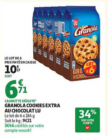 GRANOLA COOKIES EXTRA AU CHOCOLAT LU