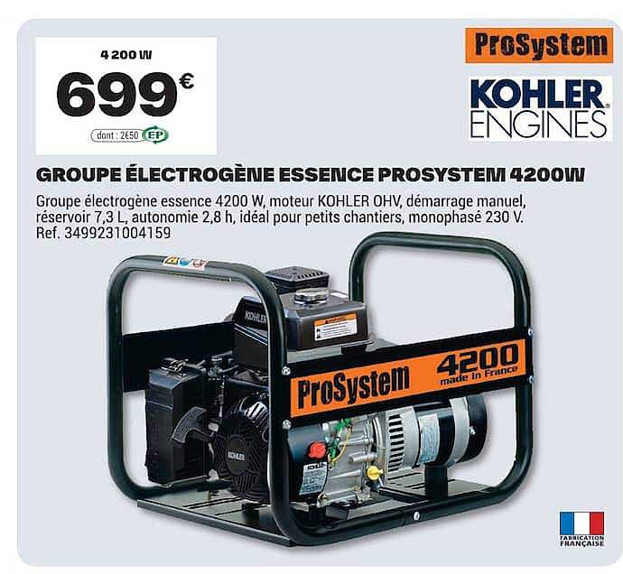 GROUPE ÉLECTROGÈNE ESSENCE PROSYSTEM 4200W