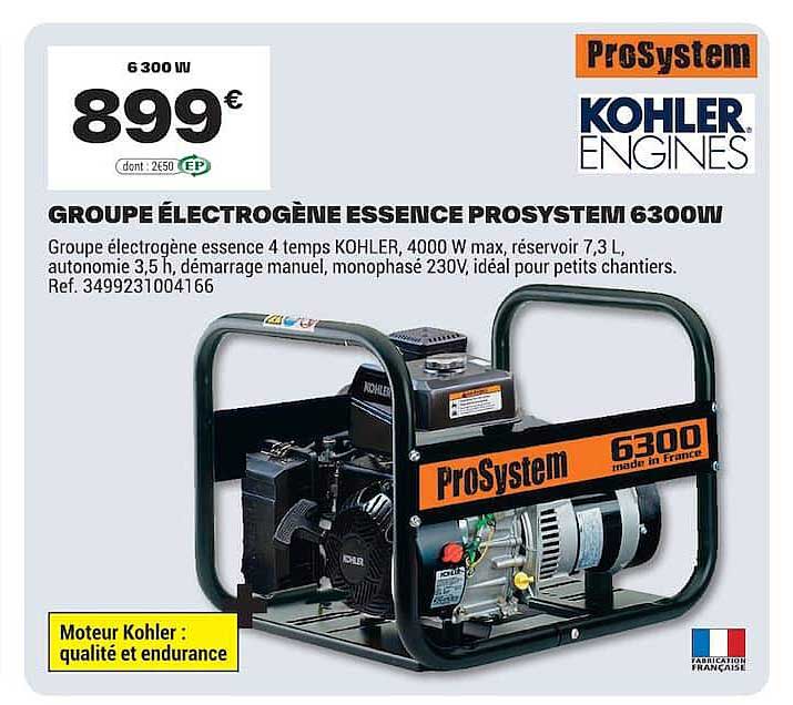 GROUPE ÉLECTROGÈNE ESSENCE PROSYSTEM 6300W