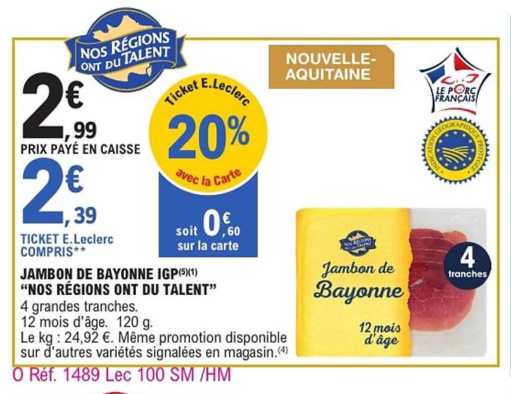 JAMBON DE BAYONNE IGP “NOS RÉGIONS ONT DU TALENT”
