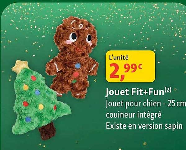 Jouet Fit+Fun(2) Jouet pour chien - 25 cm couineur intégré Existe en version sapin