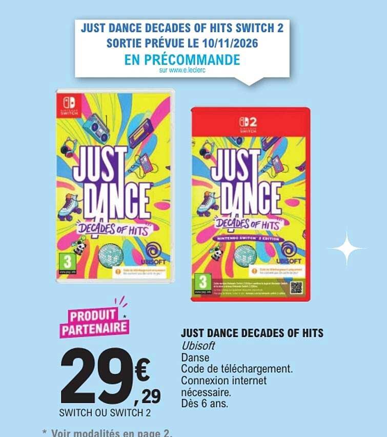 JUST DANCE DECADES OF HITS SWITCH 2 SORTIE PRÉVUE LE 10/11/2026 EN PRÉCOMMANDE