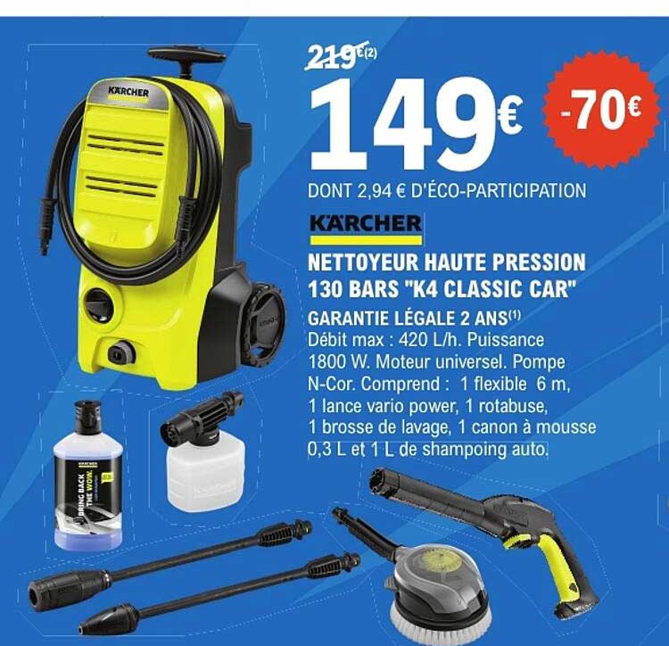 KARCHER NETTOYEUR HAUTE PRESSION 130 BARS "K4 CLASSIC CAR"