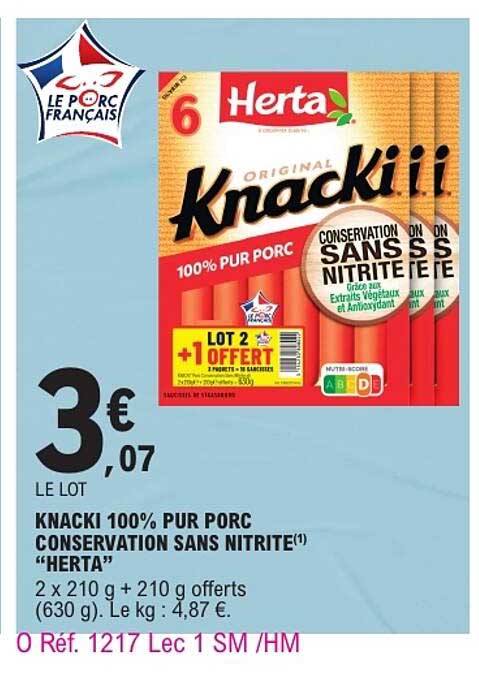 KNACKI 100% PUR PORC CONSERVATION SANS NITRITE(1) "HERTA"
