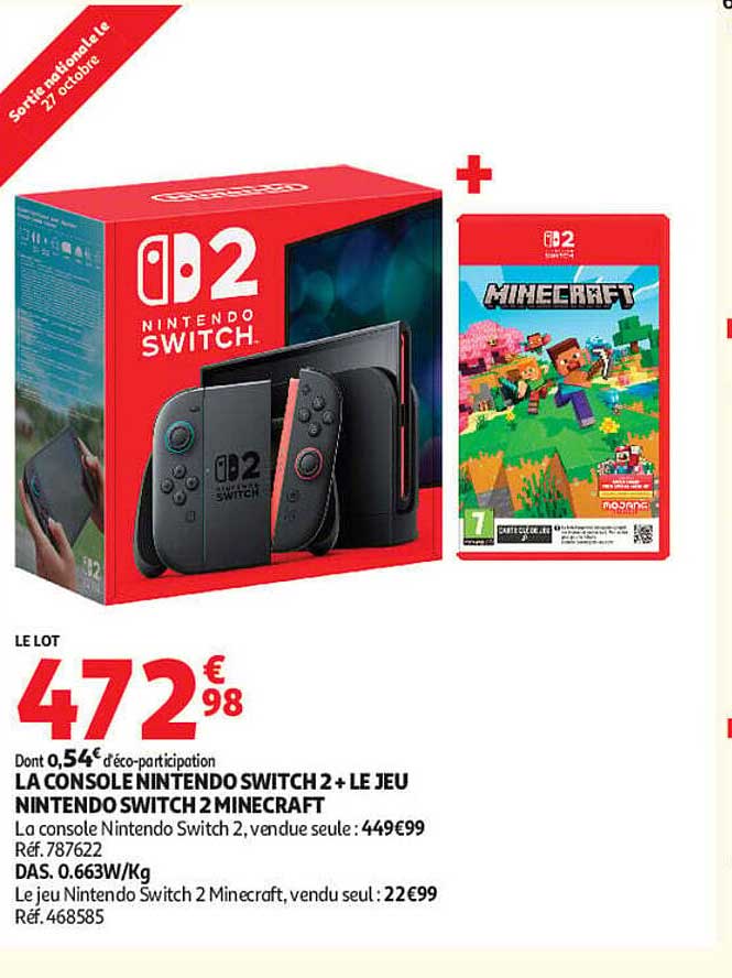LA CONSOLE NINTENDO SWITCH 2 + LE JEU NINTENDO SWITCH 2 MINECRAFT
