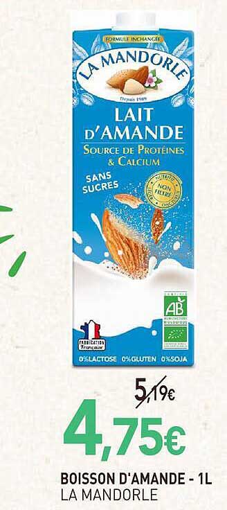 LA MANDORLE
LAIT D'AMANDE
SOURCE DE PROTÉINES & CALCIUM
SANS SUCRES