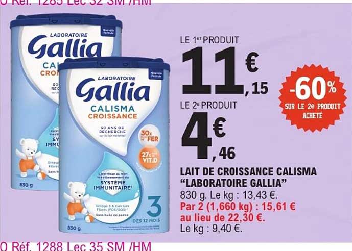 LAIT DE CROISSANCE CALISMA “LABORATOIRE GALLIA”