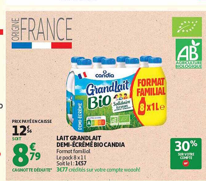 LAIT GRANDLAIT DEMI-ÉCRÉMÉ BIO CANDIA