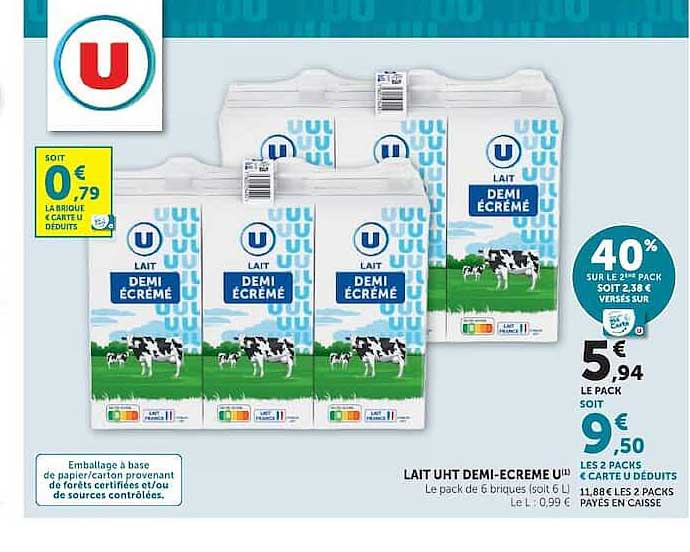 LAIT UHT DEMI-ECREME U