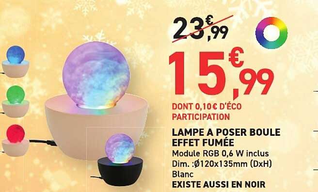 LAMPE A POSER BOULE EFFET FUMÉE