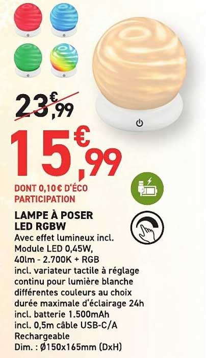 LAMPE À POSER LED RGBW