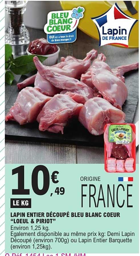 LAPIN ENTIER DÉCOUPÉ BLEU BLANC COEUR “LOEUL & PIRIOT”