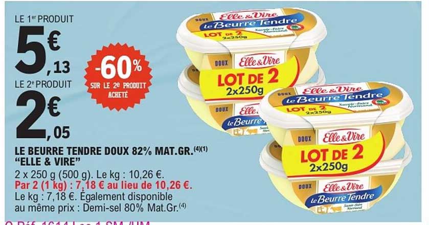LE BEURRE TENDRE DOUX 82% MAT.GR. “ELLE & VIRE”
