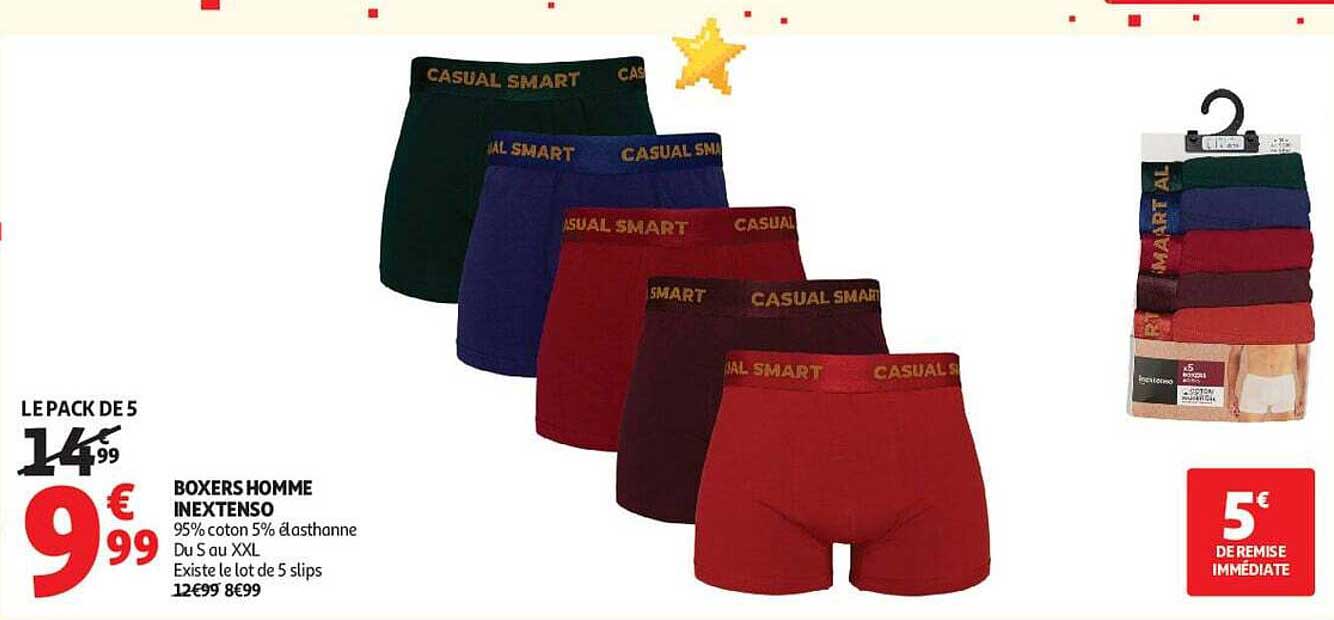 LE PACK DE 5 BOXERS HOMME INEXTENSO