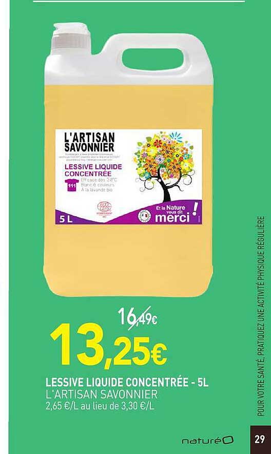 LESSIVE LIQUIDE CONCENTRÉE - 5L L'ARTISAN SAVONNIER