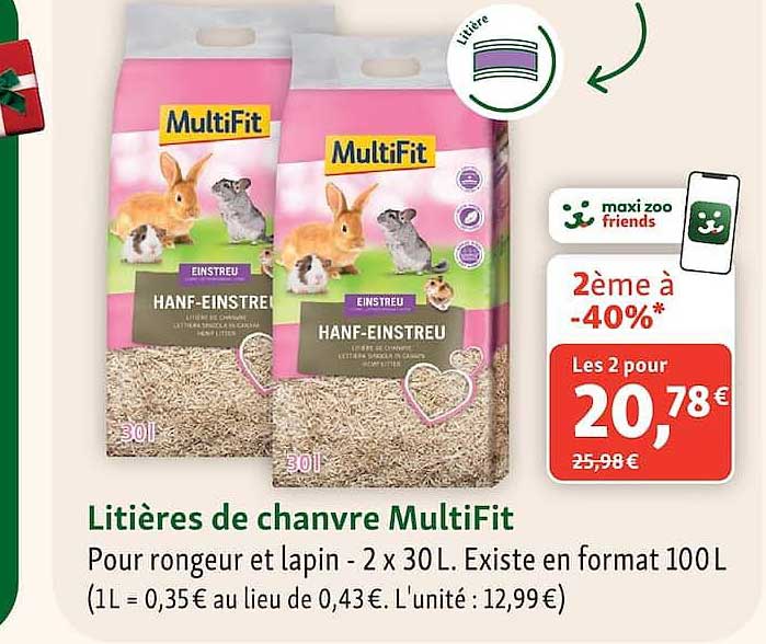 Litières de chanvre MultiFit