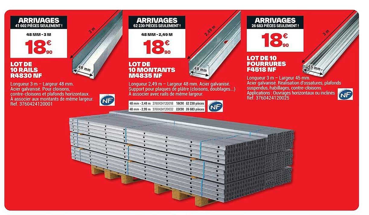 LOT DE 10 RAILS R4830 NF
