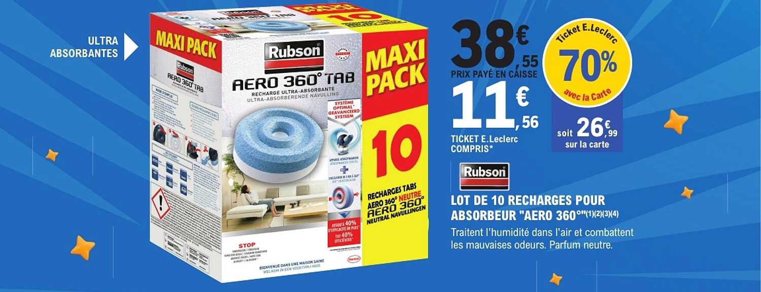 LOT DE 10 RECHARGES POUR ABSORBEUR "AERO 360°"