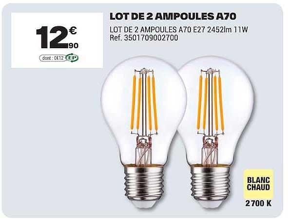 LOT DE 2 AMPOULES A70