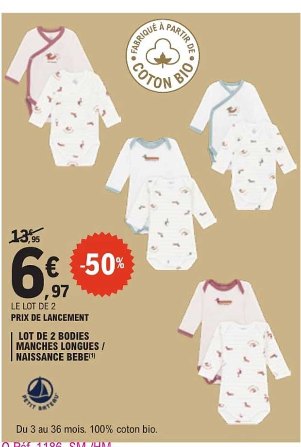 LOT DE 2 BODIES MANCHES LONGUES / NAISSANCE BEBE(1)