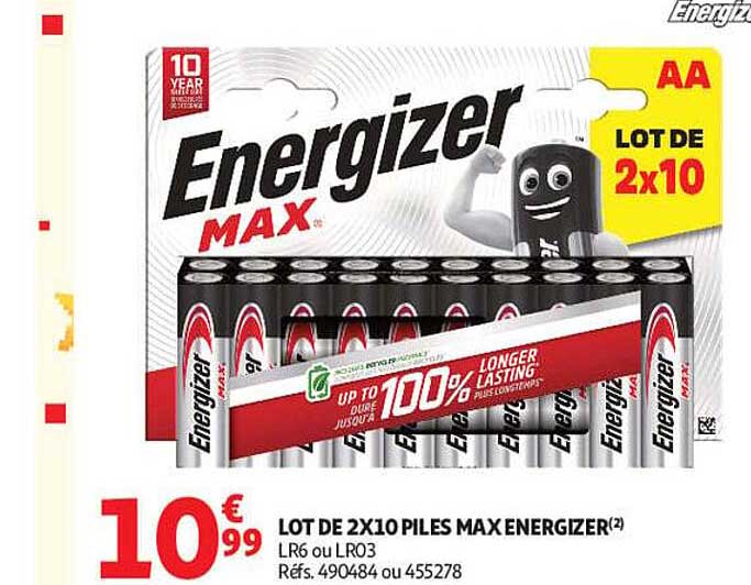 LOT DE 2x10 PILES MAX ENERGIZER